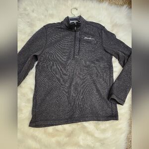 Eddie Bauer gray 1/4‎ zip mens pullover sweatshirt sz M